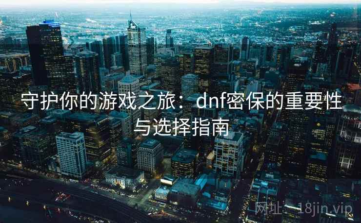 守护你的游戏之旅：dnf密保的重要性与选择指南